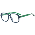 Montatura occhiali retrò blu e verde, filtro luce blu con rivetti in metallo - Montatura Blu Aste Verdi C02