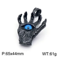 Vintage devil hand pendant with blue eye in black stainless steel for men's necklace - Black Small Pendant (KP98149-JX) / Black