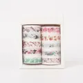 Detail of 10-roll floral washi tape set featuring traditional Chinese landscape motifs - 10 Rolls Set / Morning Anthem