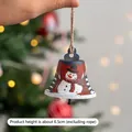 Vintage metal Christmas bell ornament featuring a snowman pattern, 6.5cm height - Blue Snowman Bell
