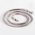 Detailed view of polished stainless steel snake bone chain with lobster clasp - 5.2mm / Soft Snake/welded Snake Head / 40CM