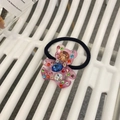 Élastique à cheveux ours en résine rose avec gemmes colorées et bande noire - Ours Bijou Rose / Pièce Unique