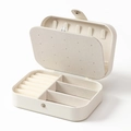 Portable mini jewelry box organizer in off-white PU leather with velvet interior lining - Large PU Leather-White / Large 15*11*5cm