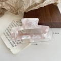 Pink marble acetate hair claw clip with rectangular hollow design, 7.1cm x 3.6cm size - Medium / Pink White Medium