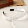 Elegant white beaded headband with four rows of crystal beads for women style C043-8 - White