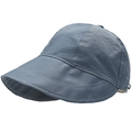 Dark blue-grey quick-dry wide brim sun hat with white contrast stitching for outdoors - Adjustable / Blue