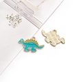 Cartoon blue and green enamel dinosaur alloy pendant with golden textured back - Cartoon Dragon / 25x15mm / Blue