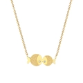Minimalistische goldene Titanstahlkette mit mattiertem Kussfisch-Anhänger und Kristallen - Gold