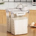 Set di 2 contenitori trasparenti per cereali da 2,0L con coperchi bianchi e misurini inclusi - Confezione da 2 - Barattolo per Cereali da 2.5L