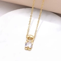 Gold-plated girl pendant necklace featuring a sparkling clear heart-shaped cubic zirconia - Boy Style / 18K Gold / White