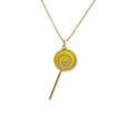 Collana a catena dorata con ciondolo a lecca-lecca giallo vivace e cristalli luminosi - Lecca-Lecca Giallo