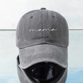 Gorra de béisbol vintage gris lavado con bordado mama blanco y visera curvada - Gris