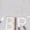 Silver glitter Birthday banner hanging on white brick wall for party decoration - Solid Silver