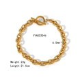 Detail of 6mm chunky gold stainless steel chain bracelet with OT toggle clasp closure - OT Buckle Thick Chain Style (YYA023046)