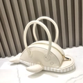 Sac à main créatif en forme de dauphin crème avec nageoires et poignée supérieure - Abricot