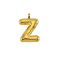 Macro shot of 14K gold plated bubble letter Z pendant with polished mirror finish - Letter Z-Pendant Only / Gold