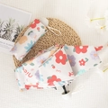 Foldable sun umbrella in cream white with colorful sunflower prints and matching pouch - 5-Fold Manual Style - Flower Sea