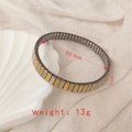 Two-tone gold and silver elastic stainless steel bracelet, 7mm wide with 60mm diameter - J010-1 Gold Silver Narrow