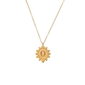 18K gold plated stainless steel crescent sun necklace with cat eye stone in gold - Natural Stone Oval Ship Rudder Pendant Necklace - Gold - White