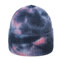 Detailed close-up of the vertical ribbed knit texture on a tie-dye beanie - M(56-58cm) / Pink Purple Tie-dye