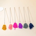 Set of six colorful tassel cat teaser wands with wooden handles and yarn pom heads - Wool Man