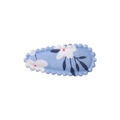 Handmade light blue floral fabric BB hair clip with white flowers and dark blue leaves - Light Blue Small Floral (36)