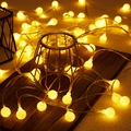 Solar powered warm white globe string lights for cozy outdoor garden ambiance - Battery Light Style (1.5m 10LED) / Round Ball (Warm White)