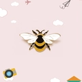 Cute enamel bee brooch in yellow and black with gold metal trim for shirt collars - Bee