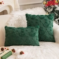 Dark green Christmas pillow covers set of 2 with 3D snowflake and snowman embroidery - Christmas Green Snowman and Snowflake