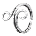 Detail of vintage hollow silver ring showing spiral textured lines and antique finish - Double Curved Line Winding Style (N-346)