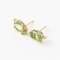14k gold-plated stud earrings with light green marquise zircon and side loop - Bright Green