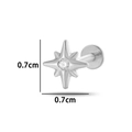 Orecchino in titanio G23 argento con stella a otto punte e cristallo incastonato - Stile Stella a Otto Punte (T2510-3#银)