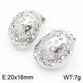 Orecchini ovali in acciaio argentato con strass bianchi per donna, dimensioni 20x16mm - Strass Color Acciaio (KE113786-KFC)