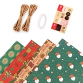 Set carta regalo di Natale vintage con 4 motivi, spago di iuta e adesivi chiudipacco - Set 2