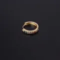 Golden hoop earring with rainbow colored zircon stones and a hinged closure - Rainbow Zirconia (323-6#)