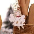 Handgefertigter Weihnachtsanhänger aus Holz als Engel mit weißem Kleid und Goldstern - Weißer Engel (P-Z41)