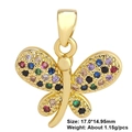 Macro detail of a gold dragonfly pendant with colorful zircons and 17mm size specifications - Colored Zircon Butterfly Style (9)