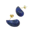 Deep blue teardrop lapis lazuli stud earrings with elegant gold metal finish - Blue