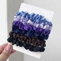 Set di 6 elastici scrunchie in seta satinata con sfumature blu, viola, marrone e nero - Combinazione Sfumata Viola Blu da Sogno (10#)