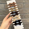 Detail view of 10-piece ribbed knit bow hair ties in neutral earth tones on card - 【10Pcs Card Pack】Bowknot Seamless (2 Pcs Per Color)