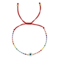 Handmade evil eye beaded bracelet with colorful beads and adjustable red woven cord - Colorful Seed Bead Red String (MI-B23032302A)