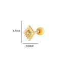 Copper flower cartilage stud with zircon inlay and 0.73x0.58cm dimension details - 5# Golden (Radiant Rhombus)