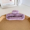 Plush purple rectangular hair claw clip for women in a cozy autumn winter style - Dark Purple