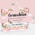 Acrylic jigsaw puzzle ornament for Grandma with pink flowers and butterfly print - Grandma Thickened Style (Qa5)