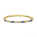 Gold tennis bracelet featuring blue sapphires and white zircons in an X-shaped setting - 3mm Blue-white Zirconium 14k Gold 16.5cm Approx. 7g