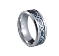 Titanium steel ring for men featuring black Celtic knot geometric pattern on silver band - US 6 / Silver Style 1