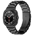 Correa de eslabones de acero inoxidable negro y funda para Samsung Galaxy Watch Ultra - Universal para Watch8 / 8Classic / Negro (Conector de Acero Inoxidable)