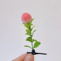 Cute peach sprout hair clip with green leaves and a pink fruit on a black alligator clip - Peach Tree