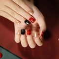 JP1281-Red Gold Black Plaid Mix