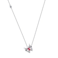 S925 sterling silver butterfly necklace with white and red high-sparkle zircon stones - Lzn08-p